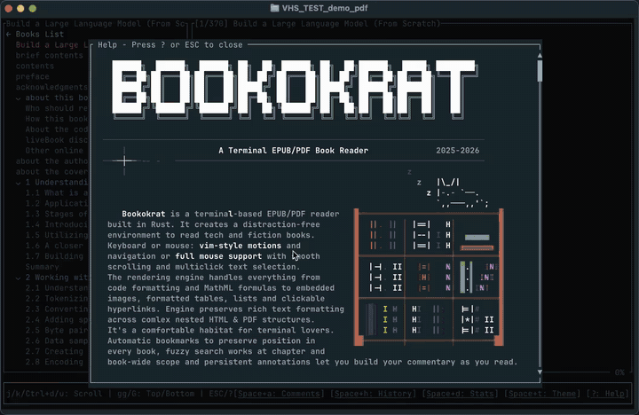 Bookokrat reading an EPUB in the terminal